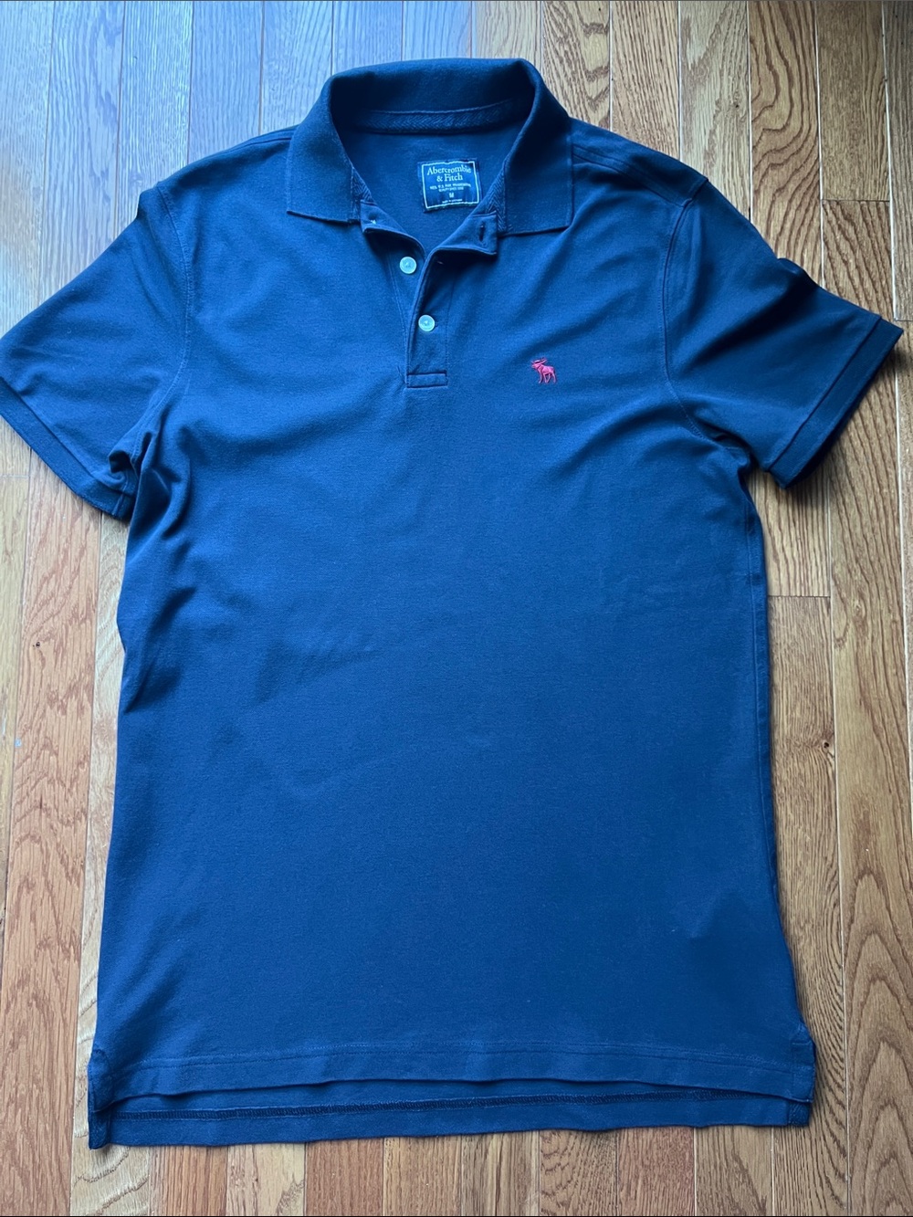 Abercrombie & Fitch Navy Polo with  red Moose Logo